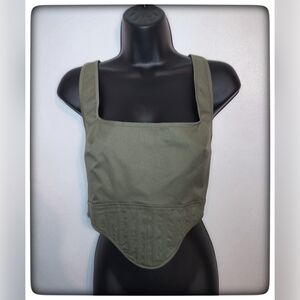 PrettyLittleThing Olive Green Crop Tank Top Sz 14 NWT